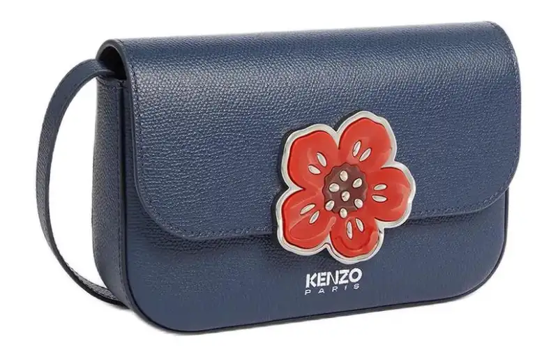 KENZO Cow Leather Crossbody Bag, Shoulder Bag Women's Dark Blue