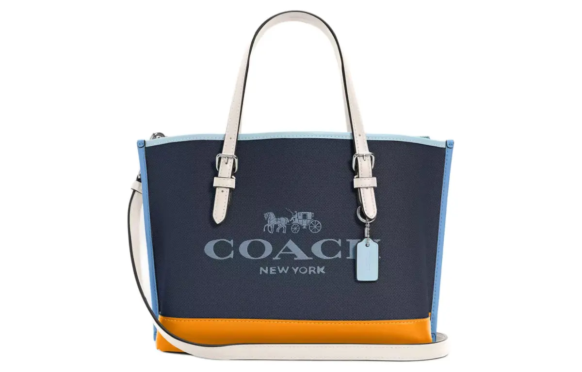 COACH Mollie Brand Logo Canvas With Leather Tote Bag, Shopping Bag, Portable Crossbody Bag, Shoulder Bag 23 Women's