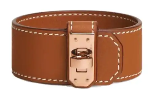 HERMES Leather Wristbands Women's Brown