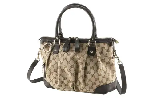 GUCCI Canvas Bag, Shoulder Bag, Crossbody Bag, Handbag Unisex Light Brown