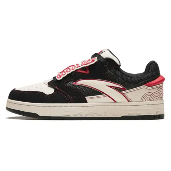 ANTA Street Play Series Skateboard Shoes Men Low-Top Black White