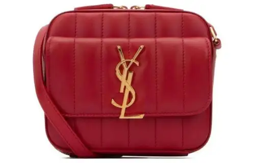 SAINT LAURENT Lambskin Camera Bag, Shoulder Bag, Crossbody Bag Women's Red