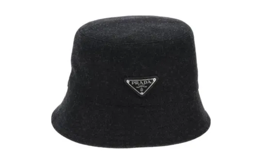 PRADA Calfskin, Wool Bucket Hats Men's Black