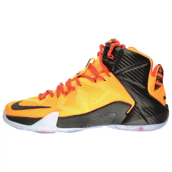 Nike Lebron 12 Basketball Shoes Men Mid-top Laser Orange/fluorescent Green/black