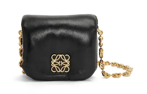 LOEWE Goya Shiny Nappa Sheepskin Shoulder Bag, Crossbody Bag Mini Women's Black