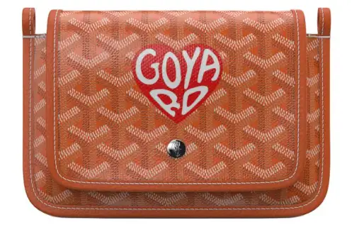 GOYARD Plumet Canvas With Leather Envelope Bag, Crossbody Bag, Shoulder Bag Unisex Orange & Red Small Heart