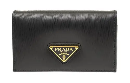 PRADA Calfskin Wallet Unisex Black