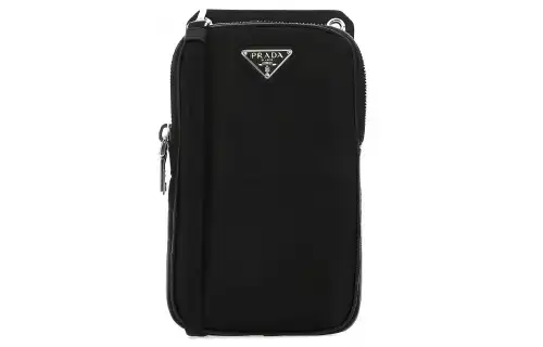 PRADA Re Nylon Cell Phone Pouch Men's Black