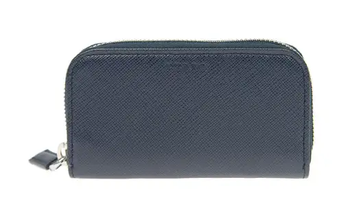 PRADA Cow Leather Key Pouch Men's Dark Blue