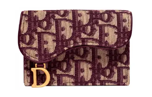 DIOR SaddleOBLIQUE Canvas Bag Saddle Bag Card Holder Women's Burgundy