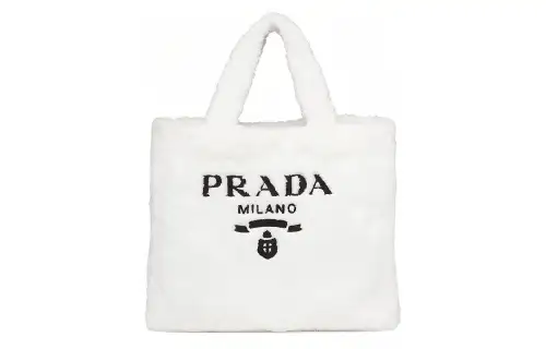 PRADA Fabric Tote Bag, Shopping Bag, Handbag Women's White