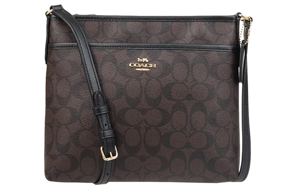 COACH File PVC Document Bags, Shoulder Bag, Crossbody Bag Medium Women's Dark Brown