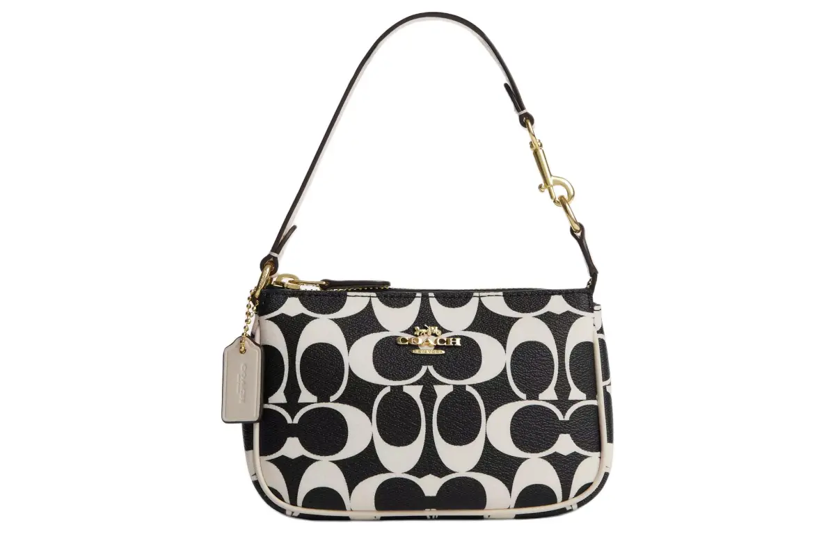 COACH Nolita Leather Shoulder Bag, Handbag Mini Women's Black White