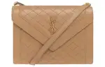 SAINT LAURENT Lambskin Shoulder Bag Women's Brown