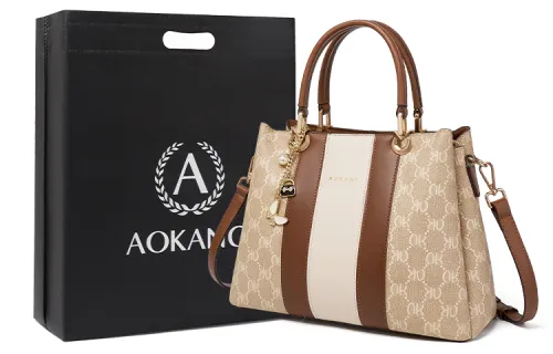 AOKANG PVC, Tote Bag, Handbag, Shoulder Bag, Crossbody Bag Large Women's Coffee Brown/Glazed Green
