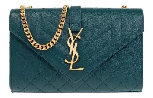 SAINT LAURENT Calfskin Crossbody Bag, Shoulder Bag Women's Dark Green