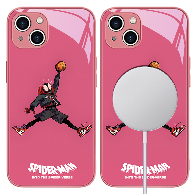 Disney Disney ABS+PC material Spider-Man Miles AJ Jordan dunk magnetic wireless charging tempered glass mobile phone case Apple/apple suitable for 15/14/13/12/11/PLUS/PRO/MAX