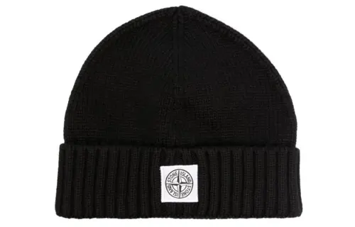 Stone Island Logo Patch Ribbed Beanie