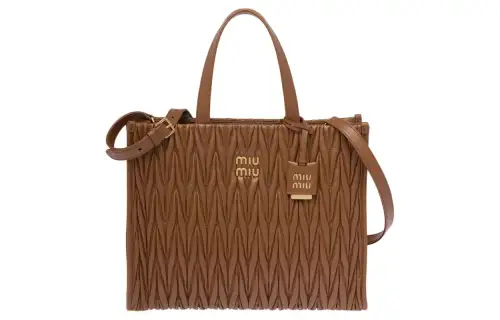 MIU MIU Nappa Leather Shoulder Bag, Crossbody Bag, Handbag Women's Cognac Brandy