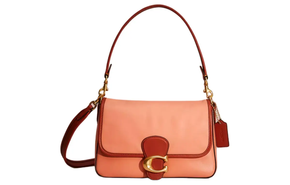 COACH Smooth Leather Handbag, Shoulder Bag Medium Women's Light Coral