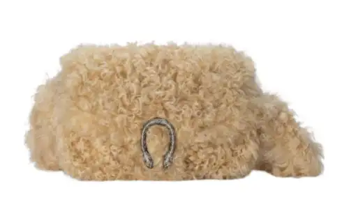GUCCI Dionysus Shearling Shoulder Bag, Crossbody Bag Unisex Beige