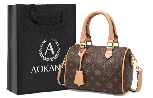Classic fashionable universal high quality gift box, boston bag PVC, shoulder bag, coffee beige one-shoulder bag, french style