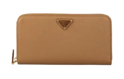 PRADA Saffiano Calfskin Wallet Women's Brown