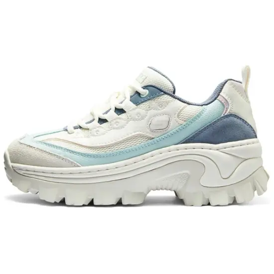 Skechers Street Anti Slip Wear Resistant Low Top Casual Shoes Women's White Blue Gray