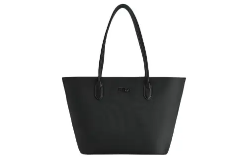 FILA Zip Closure Fabric Tote Bag, Shopping Bag, Shoulder Bag, Handbag Extra Small Women's Jet Black