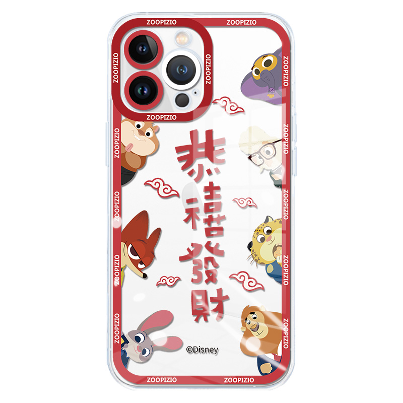 Disney Disney ABS+PC material Zootopia new model transparent soft shell painted lens protection mobile phone case Apple/apple suitable for 15/14/13/12/11/XR/XS/PLUS/PRO/MAX
