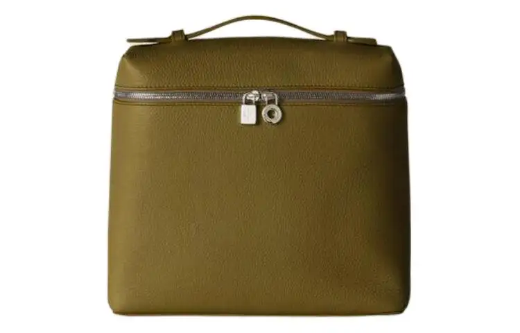 Loro Piana ExtraPocket Leather Tofu Bag Backpack Women's Olive Green
