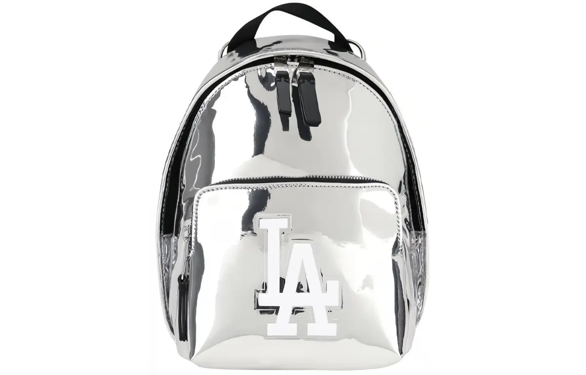 MLB Los Angeles Dodgers Artificial Leather Backpack, Shoulder Bag, Crossbody Bag Regular Unisex Silver