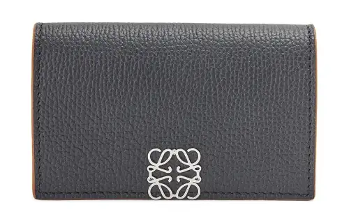LOEWE Anagram Soft Grain Cow Leather Business Card Holder Women's Black
