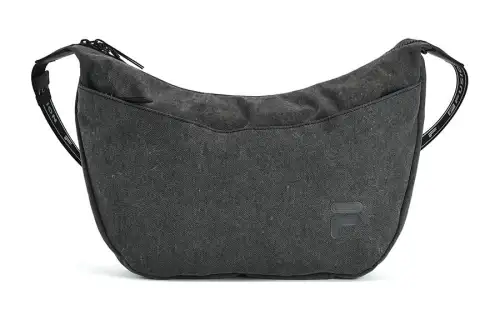FILA FUSION Zip Closure Fabric Shoulder Bag, Crossbody Bag Extra Small Unisex Washed Gray