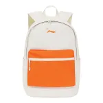 Li Ning Large Capacity Polyester Backpack Unisex White Orange