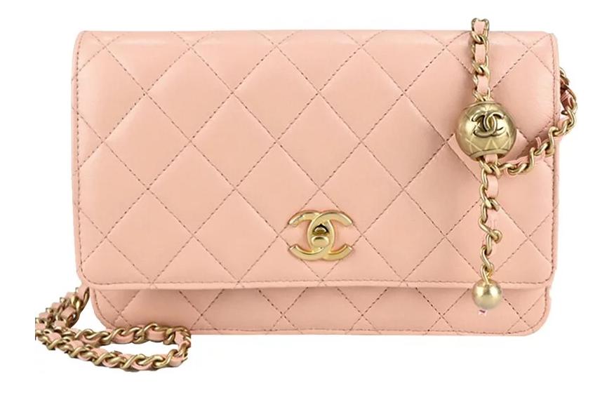 CHANEL WOC Lambskin Shoulder Bag, Crossbody Bag Women's Coral Powder