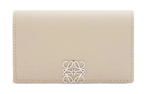 LOEWE Anagram Pebble Texture Cow Leather Business Card Holder Women's Light And Ethereal Gray