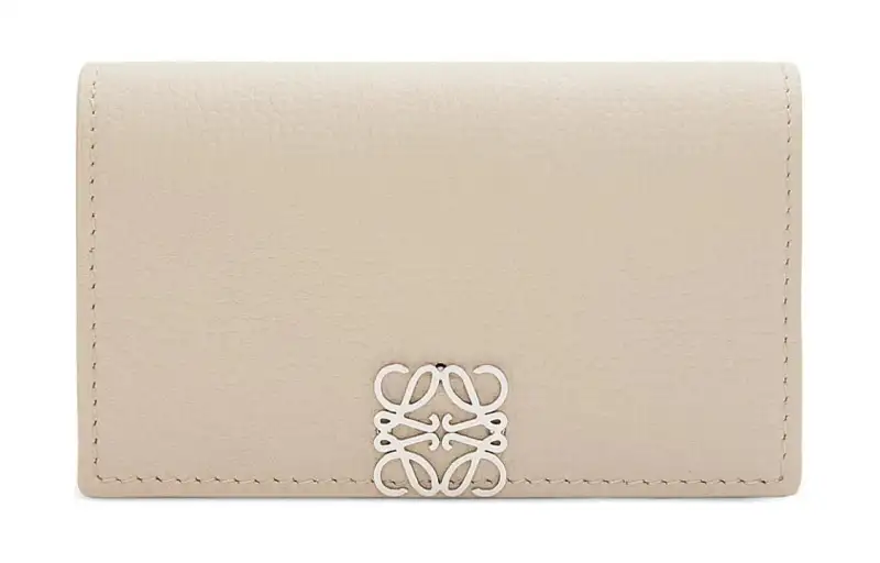 LOEWE Anagram Pebble Texture Cow Leather Business Card Holder Women's Light And Ethereal Gray