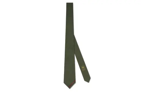 GUCCI Web Viscose Mulberry Silk Ties Men's Green