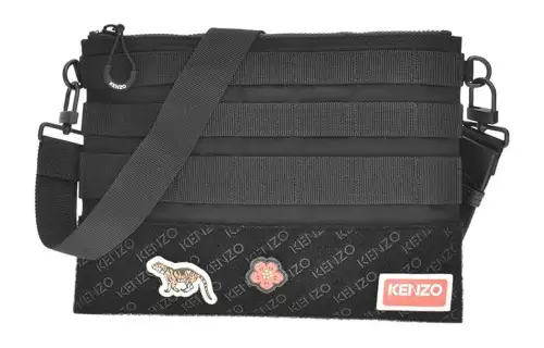 KENZO Nylon Envelope Bag One Shoulder Crossbody Clutch Large Men's Black
