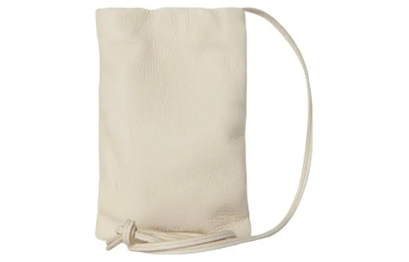 THE ROW Deerskin One Shoulder Crossbody Cell Phone Pouch Women's Ivory White