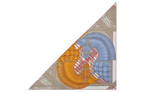 HERMES Knit Scarves Women's Gray Blue