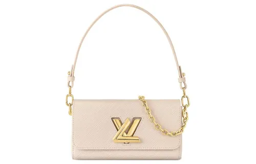 LOUIS VUITTON Twist Leather Handbag, Shoulder Bag Women's Beige