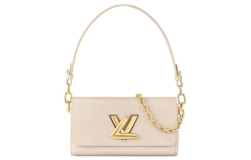 LOUIS VUITTON Twist Leather Handbag, Shoulder Bag Women's Beige