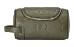 GUCCI Jumbo GG Leather Toiletry Bag Small Women's Dark Green