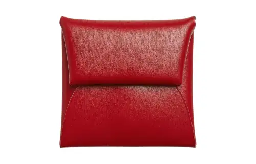 HERMES Bastia Box Calfskin Wallet Women's 5X Rouge Piment Pepper Red