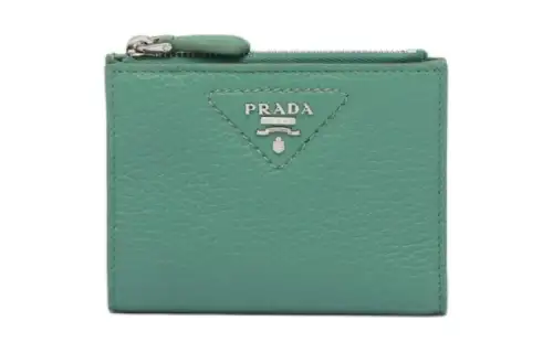 PRADA Leather Wallet Mini Women's Salvia Root Green