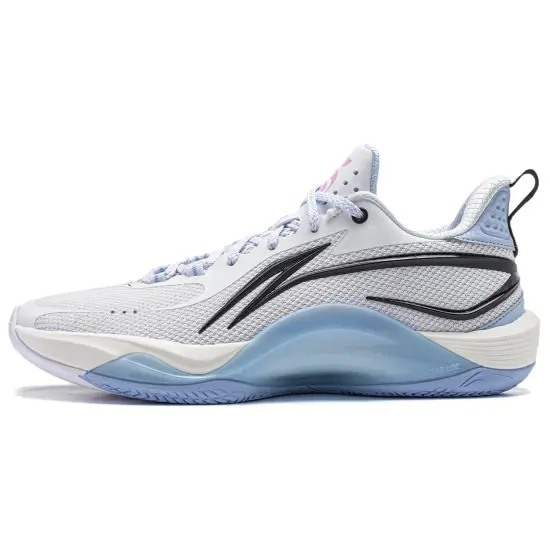 LINING Shining Basketball Shoes Men Low-Top White Blue