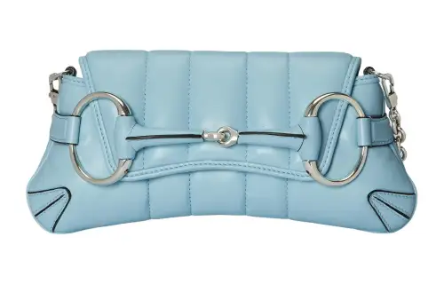 GUCCI HORSEBIT CHAIN Quilted Leather Shoulder Bag, Handheld Shoulder Bag Women's Light Blue