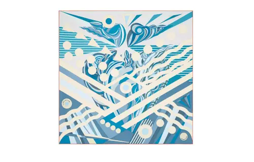 HERMES Geometric Pattern Scarves Women's Blue